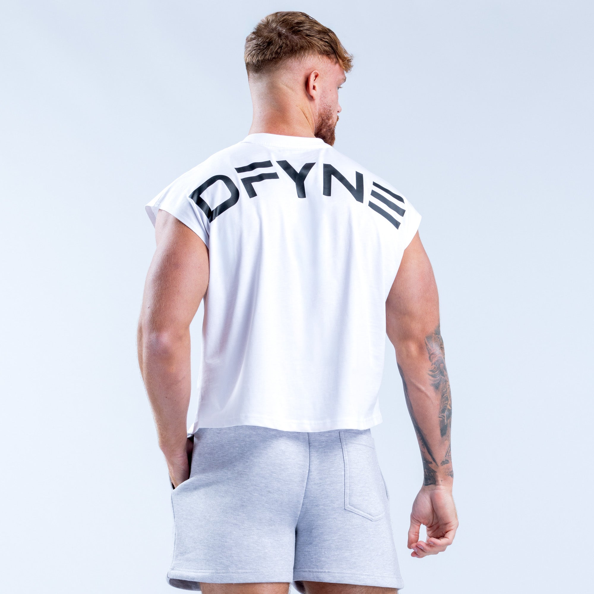 DFYNE Signature Crop Muške Majica bez Rukava Bijele | FVJNS6491